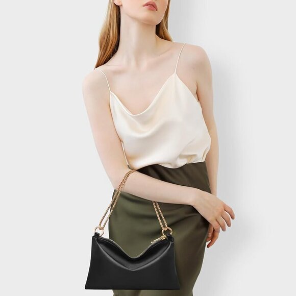 Women's Satin Evening Bag Small Clutch Shoulder Purse for Prom Wedding - Picture 7 of 7